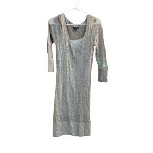 American Eagle Outfitters Gray Knit Hooded Button Down Dress - L/G‎